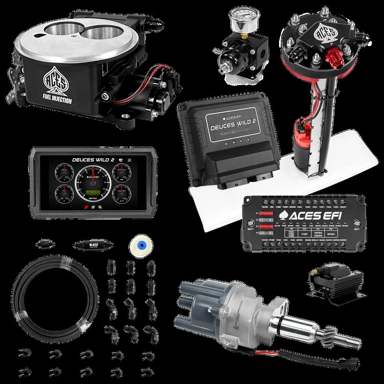 Complete Deuces Wild 2 EFI Conversion Kit for 2300-Flange Intake Manifolds [Black]