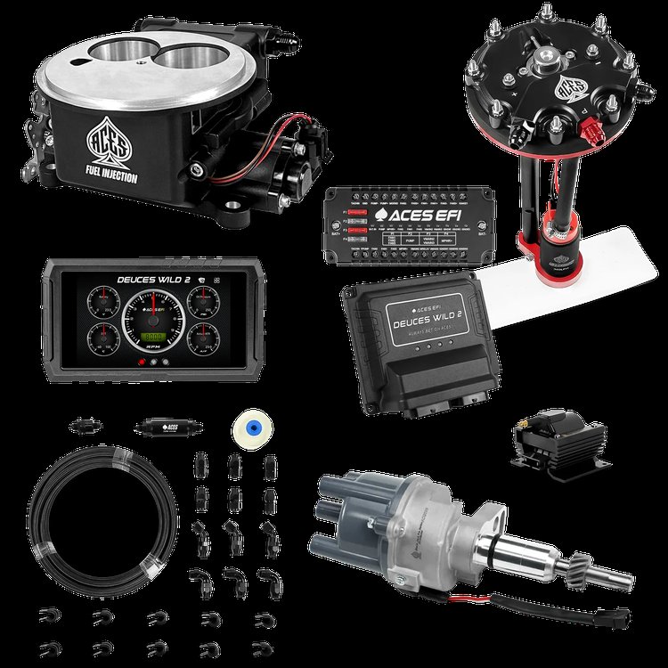 Complete Deuces Wild 2 EFI Conversion Kit for 2300-Flange Intake Manifolds [Black]