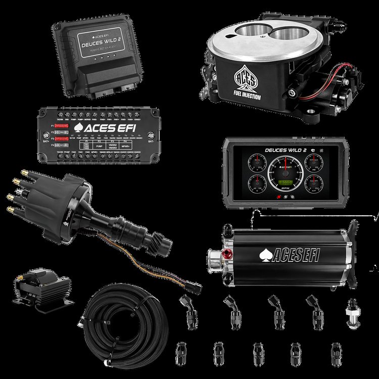 Complete Deuces Wild 2 EFI Conversion Kit for 2300-Flange Intake Manifolds [Black]