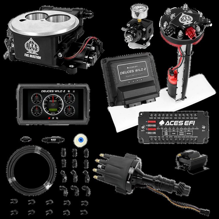 Complete Deuces Wild 2 EFI Conversion Kit for 2300-Flange Intake Manifolds [Black]