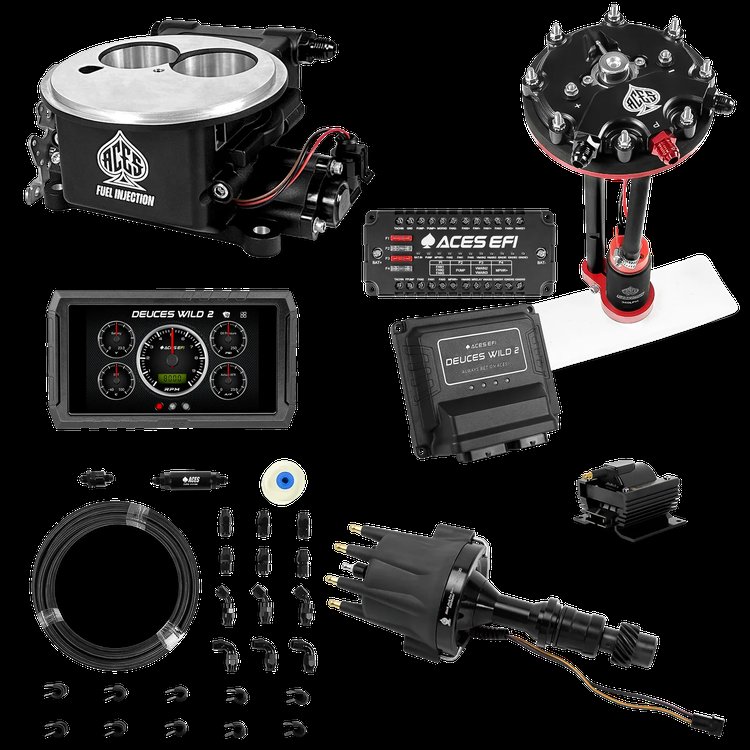Complete Deuces Wild 2 EFI Conversion Kit for 2300-Flange Intake Manifolds [Black]
