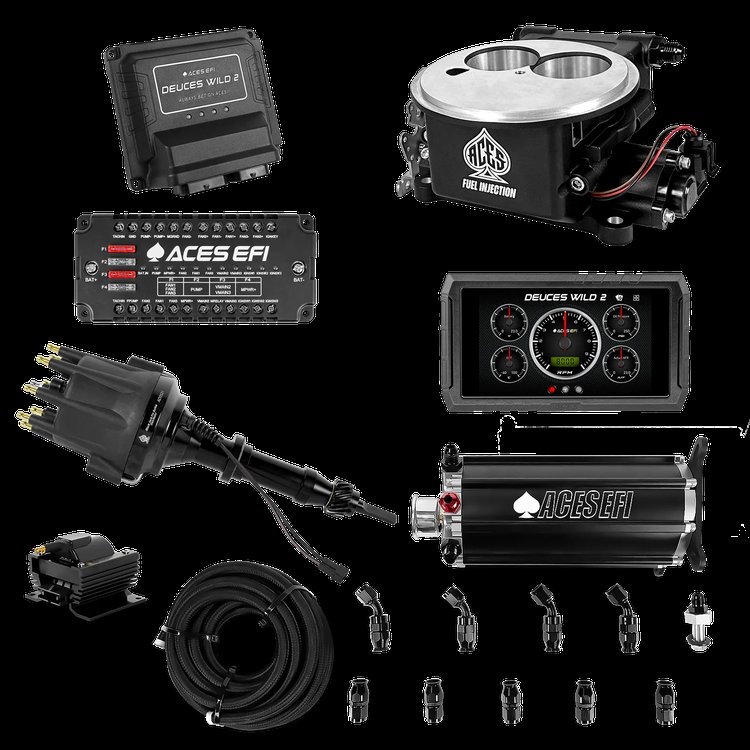 Complete Deuces Wild 2 EFI Conversion Kit for 2300-Flange Intake Manifolds [Black]