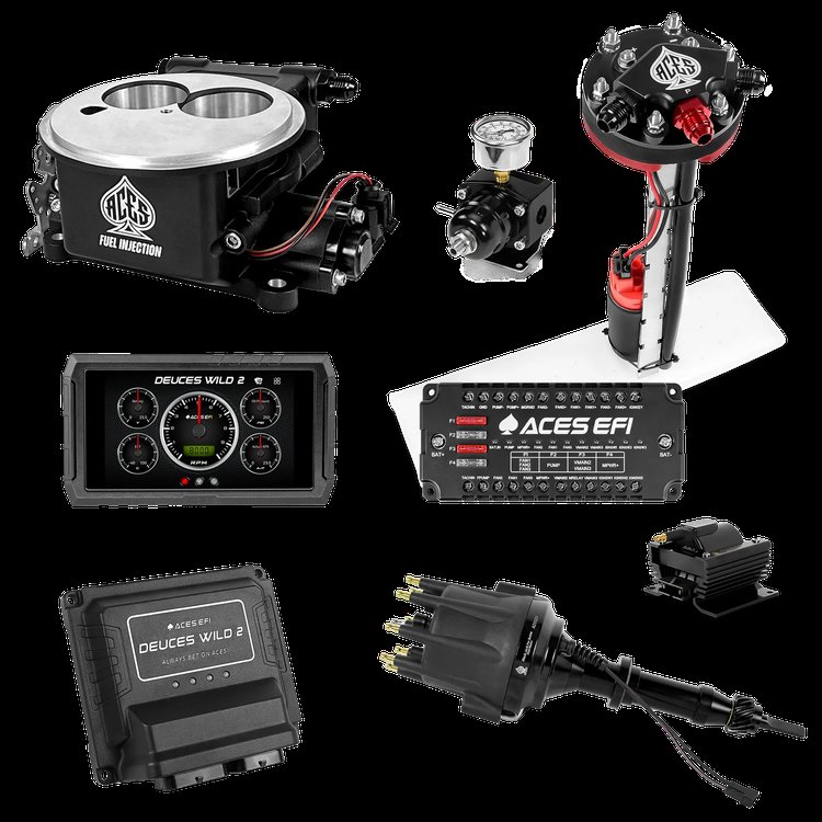 Complete Deuces Wild 2 EFI Conversion Kit for 2300-Flange Intake Manifolds [Black]