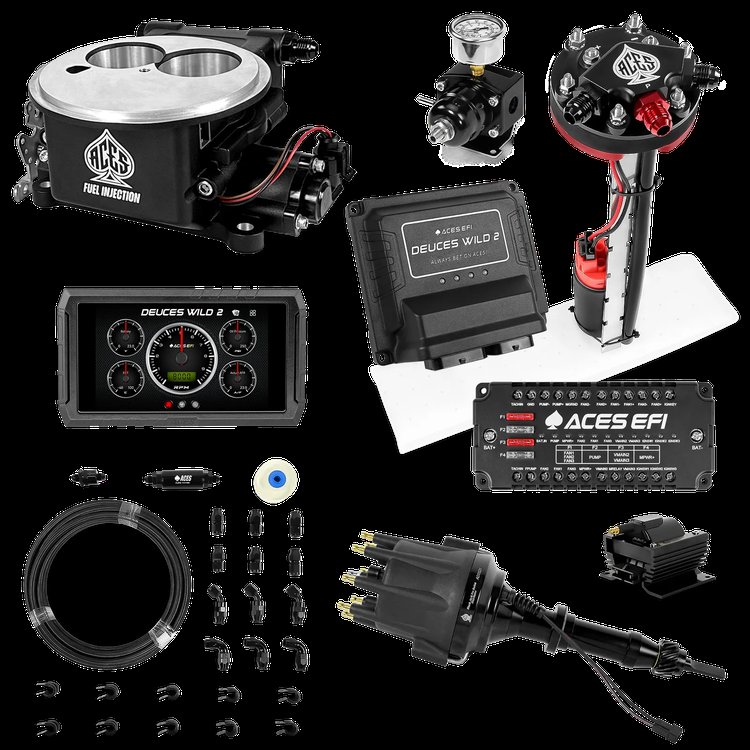 Complete Deuces Wild 2 EFI Conversion Kit for 2300-Flange Intake Manifolds [Black]