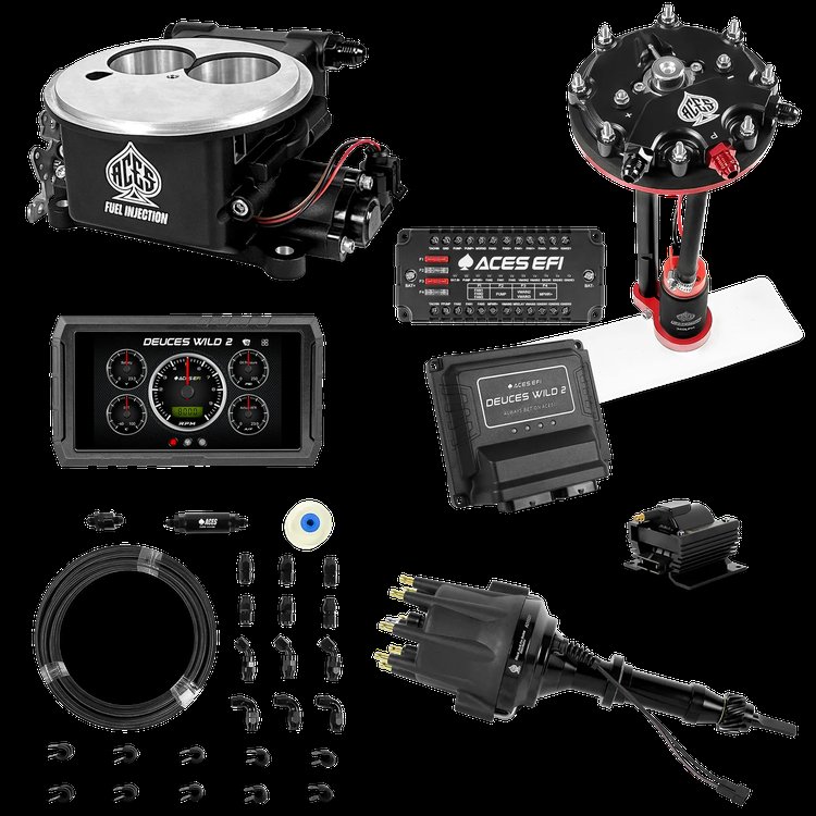 Complete Deuces Wild 2 EFI Conversion Kit for 2300-Flange Intake Manifolds [Black]