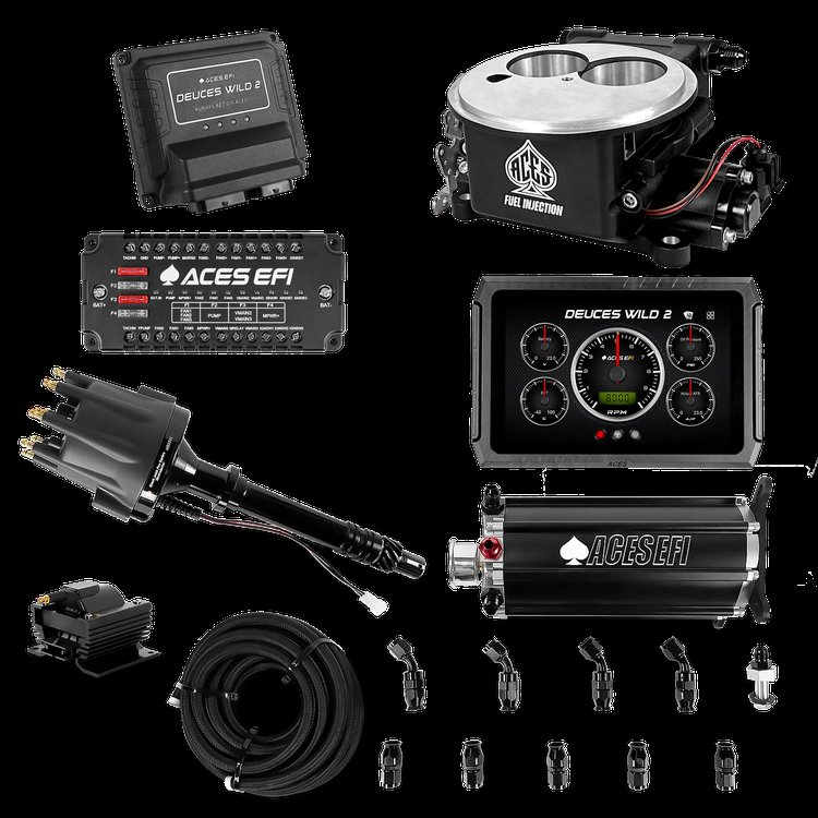 Complete Deuces Wild 2 EFI Conversion Kit for 2300-Flange Intake Manifolds [Black]