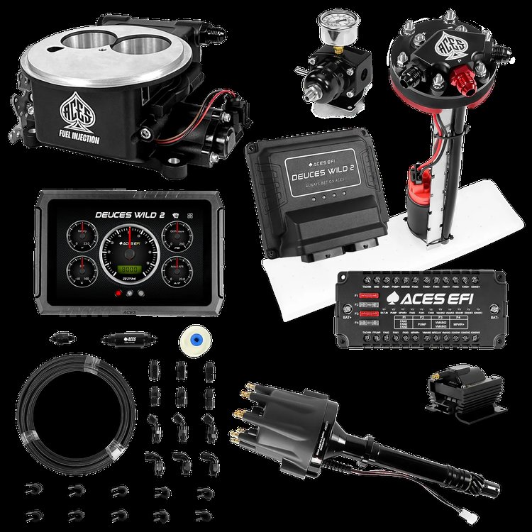 Complete Deuces Wild 2 EFI Conversion Kit for 2300-Flange Intake Manifolds [Black]