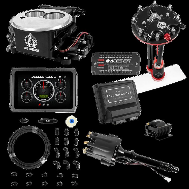 Complete Deuces Wild 2 EFI Conversion Kit for 2300-Flange Intake Manifolds [Black]