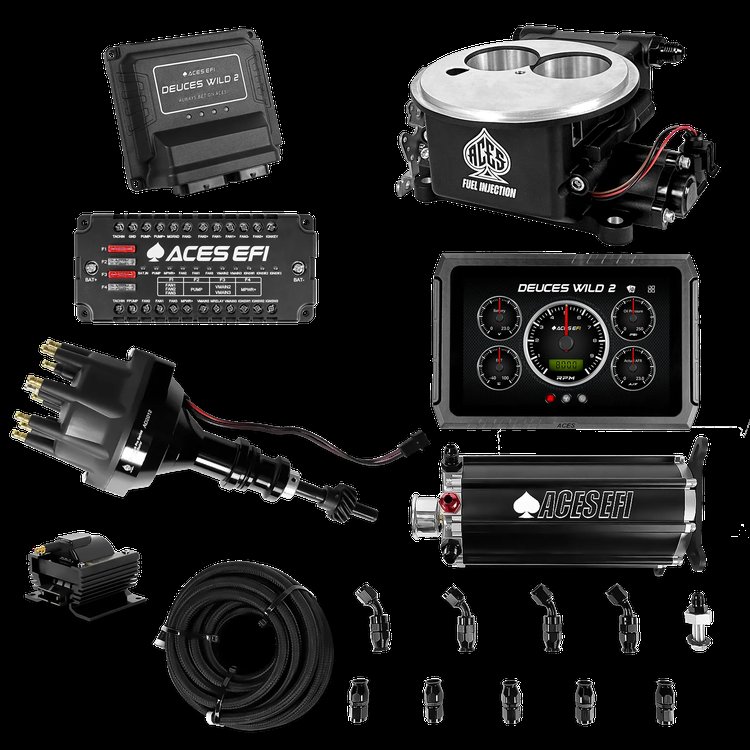 Complete Deuces Wild 2 EFI Conversion Kit for 2300-Flange Intake Manifolds [Black]