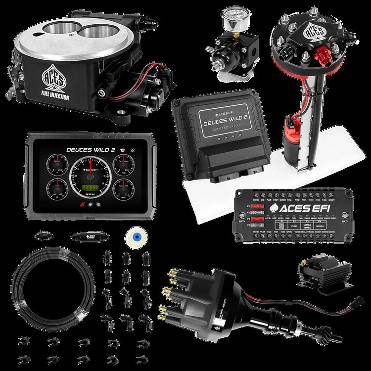 Complete Deuces Wild 2 EFI Conversion Kit for 2300-Flange Intake Manifolds [Black]