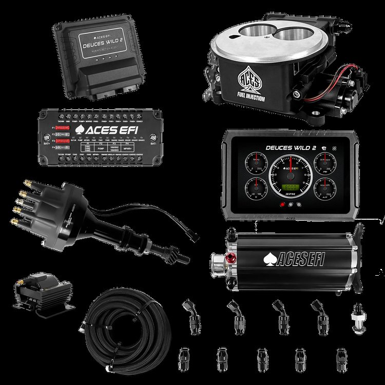 Complete Deuces Wild 2 EFI Conversion Kit for 2300-Flange Intake Manifolds [Black]