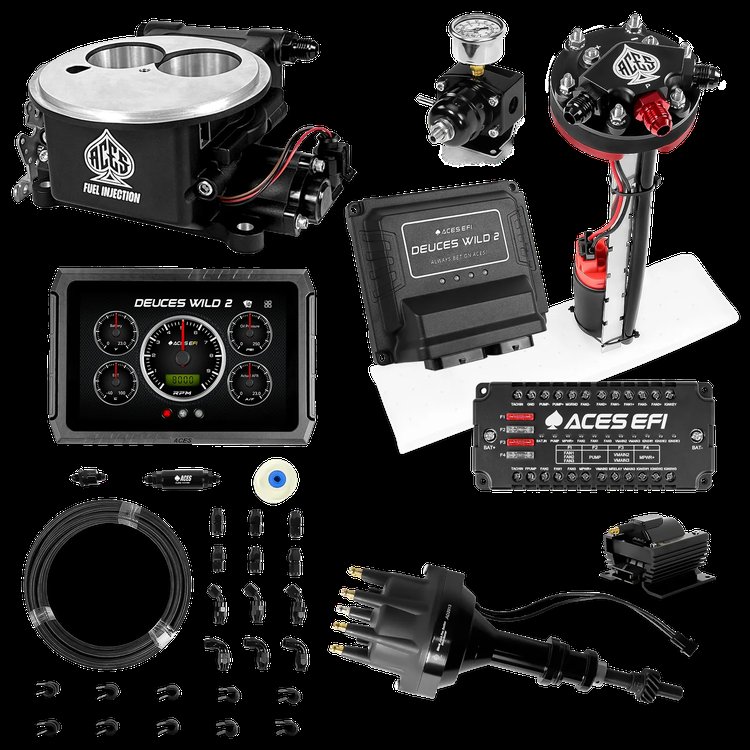 Complete Deuces Wild 2 EFI Conversion Kit for 2300-Flange Intake Manifolds [Black]