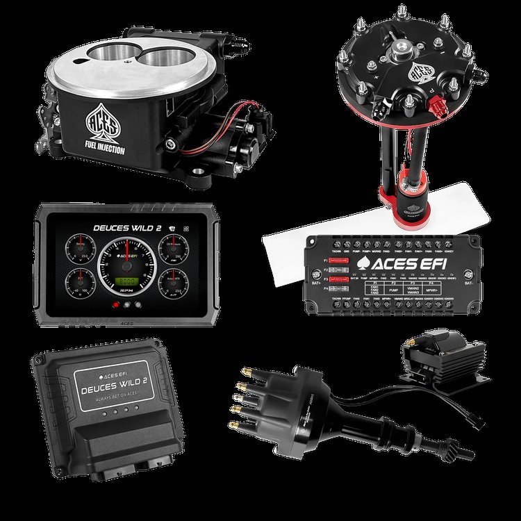 Complete Deuces Wild 2 EFI Conversion Kit for 2300-Flange Intake Manifolds [Black]