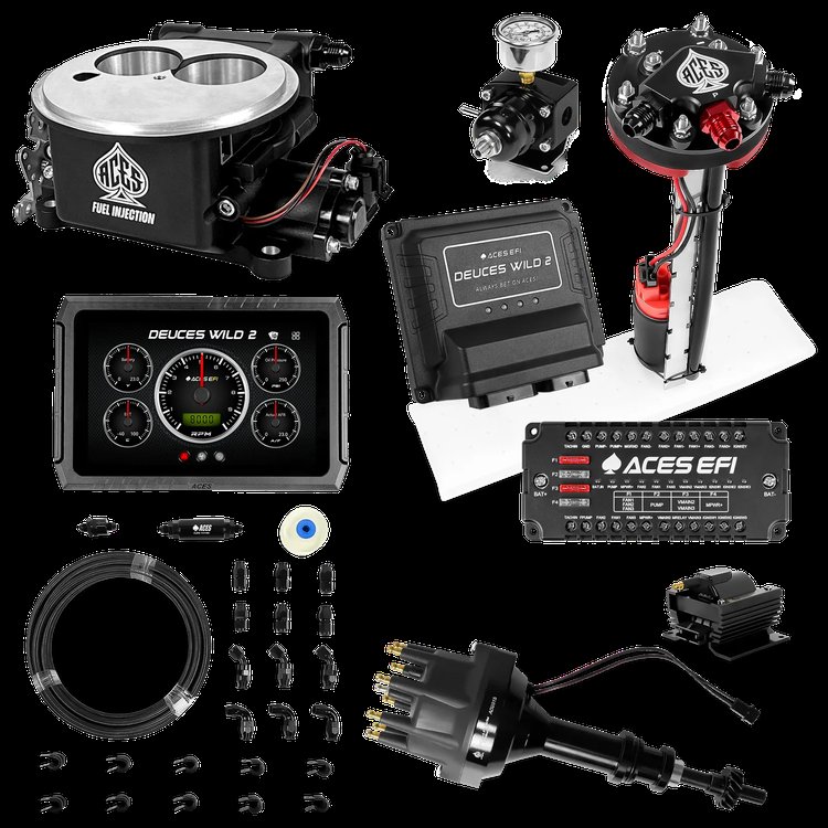 Complete Deuces Wild 2 EFI Conversion Kit for 2300-Flange Intake Manifolds [Black]