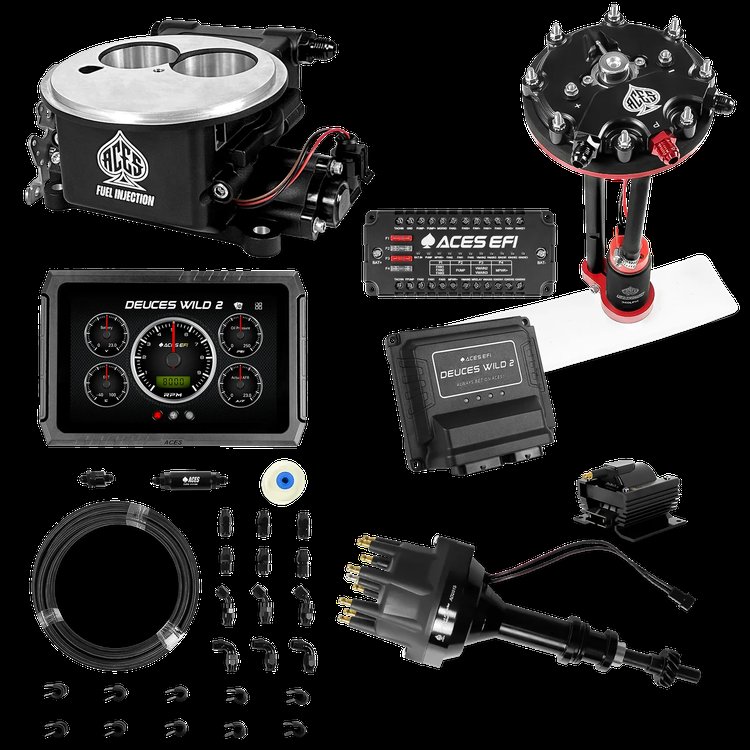 Complete Deuces Wild 2 EFI Conversion Kit for 2300-Flange Intake Manifolds [Black]