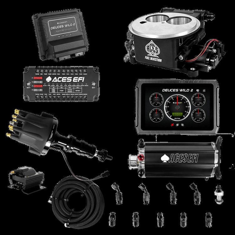 Complete Deuces Wild 2 EFI Conversion Kit for 2300-Flange Intake Manifolds [Black]