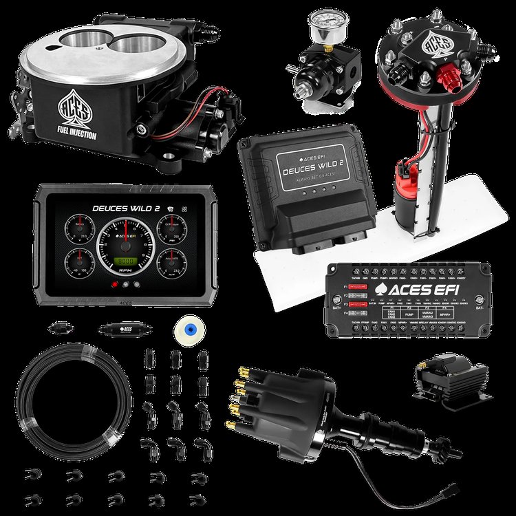 Complete Deuces Wild 2 EFI Conversion Kit for 2300-Flange Intake Manifolds [Black]