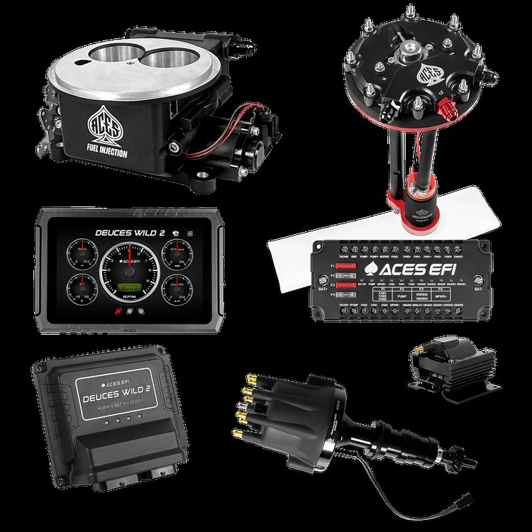 Complete Deuces Wild 2 EFI Conversion Kit for 2300-Flange Intake Manifolds [Black]