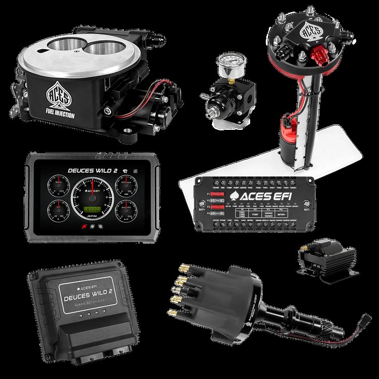 Complete Deuces Wild 2 EFI Conversion Kit for 2300-Flange Intake Manifolds [Black]