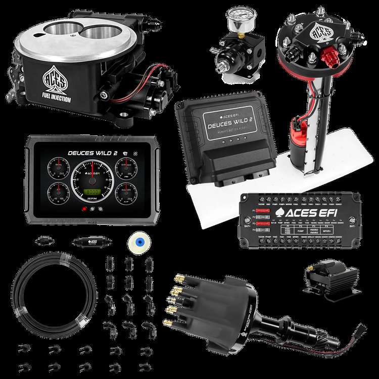 Complete Deuces Wild 2 EFI Conversion Kit for 2300-Flange Intake Manifolds [Black]