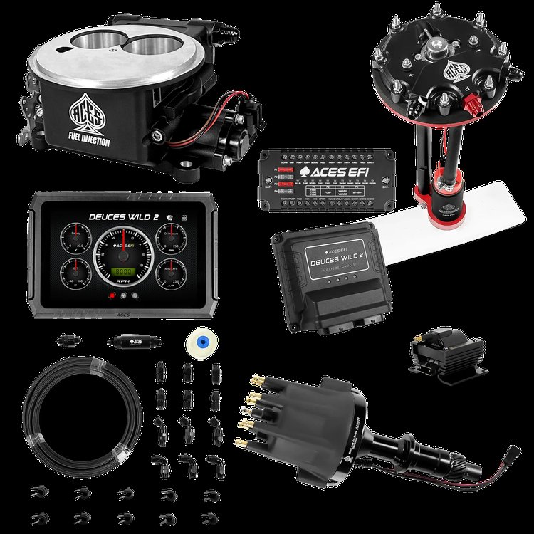 Complete Deuces Wild 2 EFI Conversion Kit for 2300-Flange Intake Manifolds [Black]