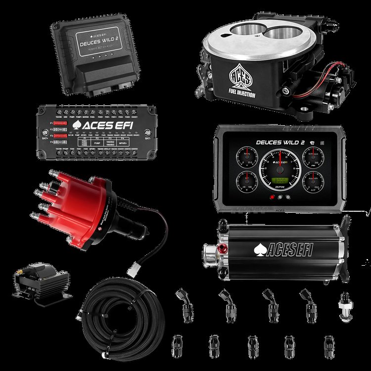 Complete Deuces Wild 2 EFI Conversion Kit for 2300-Flange Intake Manifolds [Black]