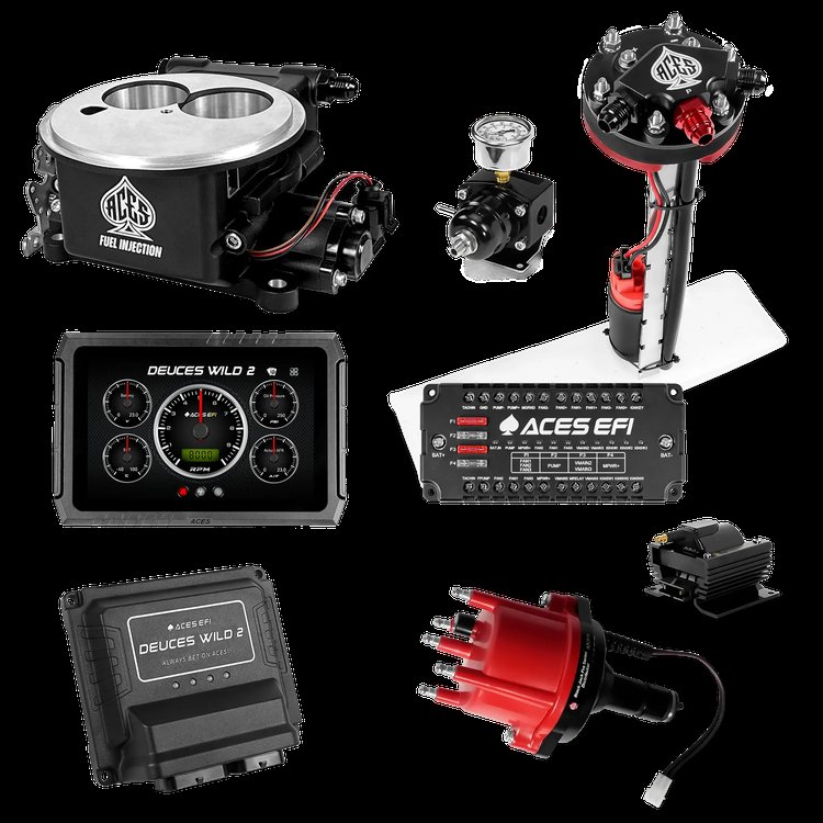 Complete Deuces Wild 2 EFI Conversion Kit for 2300-Flange Intake Manifolds [Black]
