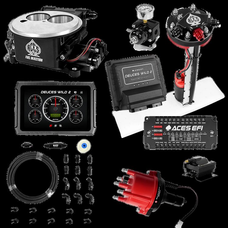 Complete Deuces Wild 2 EFI Conversion Kit for 2300-Flange Intake Manifolds [Black]