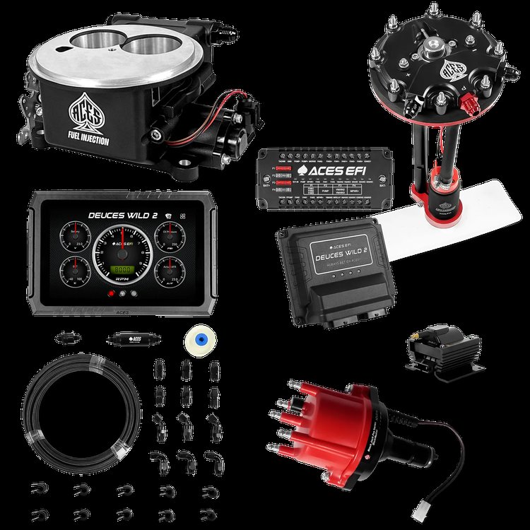 Complete Deuces Wild 2 EFI Conversion Kit for 2300-Flange Intake Manifolds [Black]