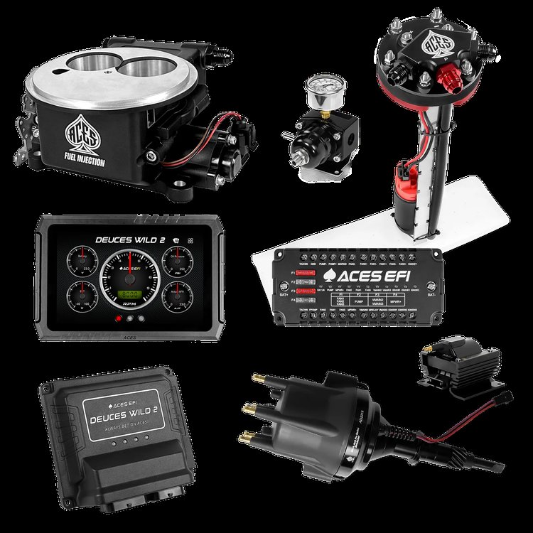 Complete Deuces Wild 2 EFI Conversion Kit for 2300-Flange Intake Manifolds [Black]