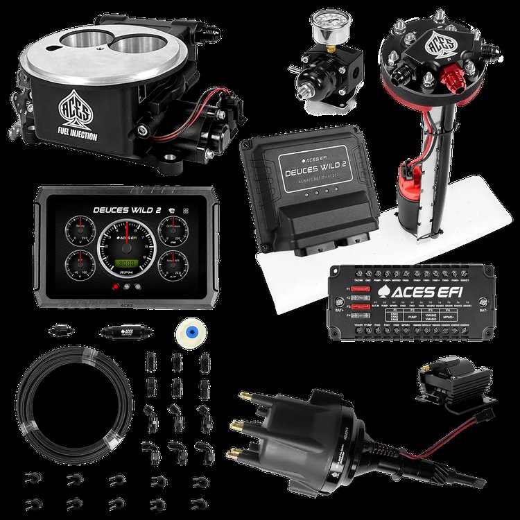 Complete Deuces Wild 2 EFI Conversion Kit for 2300-Flange Intake Manifolds [Black]
