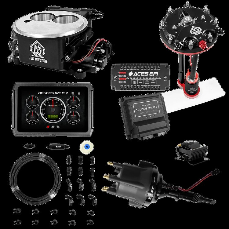 Complete Deuces Wild 2 EFI Conversion Kit for 2300-Flange Intake Manifolds [Black]