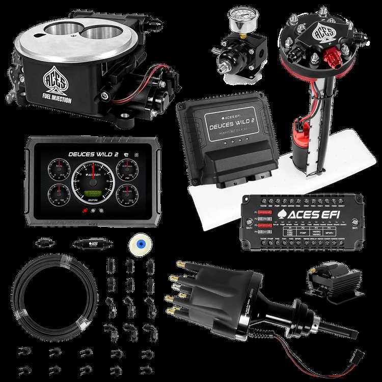Complete Deuces Wild 2 EFI Conversion Kit for 2300-Flange Intake Manifolds [Black]