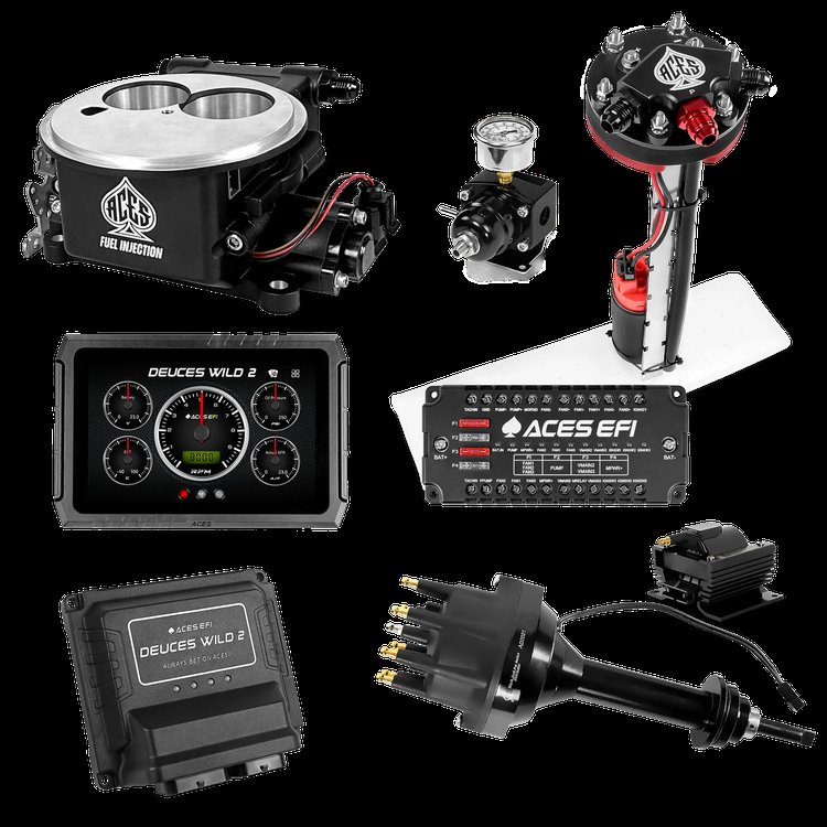 Complete Deuces Wild 2 EFI Conversion Kit for 2300-Flange Intake Manifolds [Black]