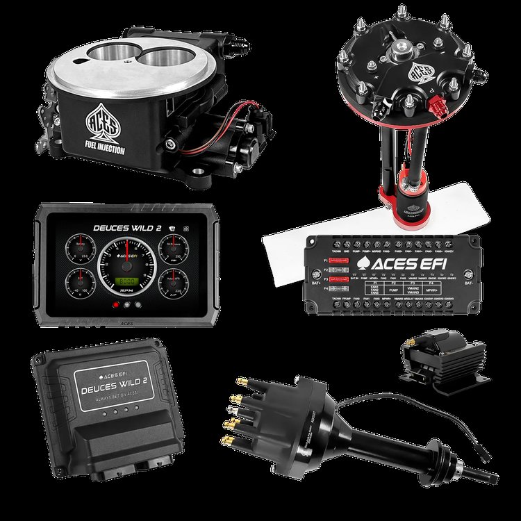 Complete Deuces Wild 2 EFI Conversion Kit for 2300-Flange Intake Manifolds [Black]