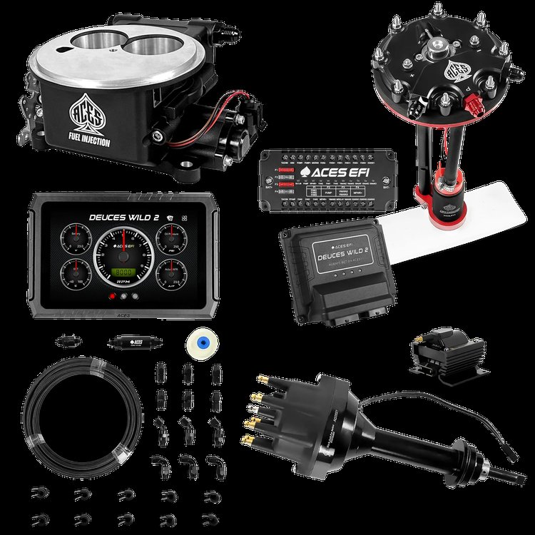 Complete Deuces Wild 2 EFI Conversion Kit for 2300-Flange Intake Manifolds [Black]