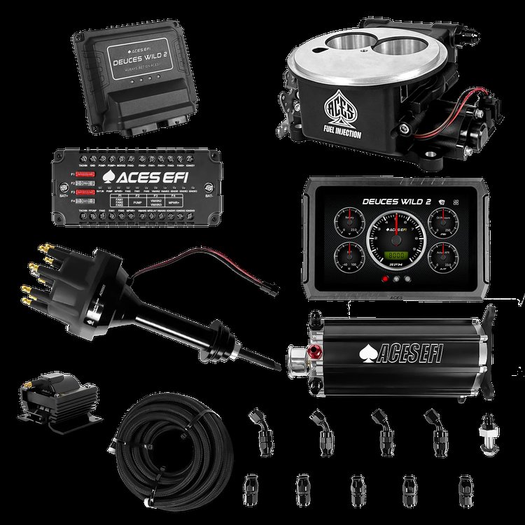 Complete Deuces Wild 2 EFI Conversion Kit for 2300-Flange Intake Manifolds [Black]