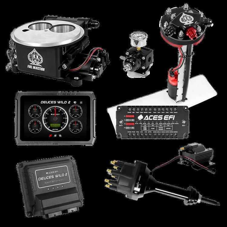 Complete Deuces Wild 2 EFI Conversion Kit for 2300-Flange Intake Manifolds [Black]