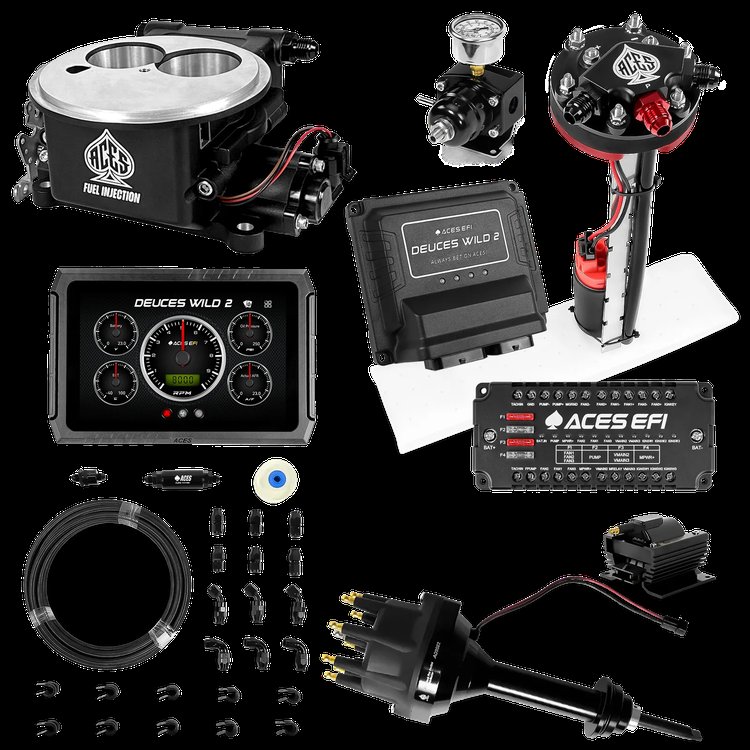Complete Deuces Wild 2 EFI Conversion Kit for 2300-Flange Intake Manifolds [Black]