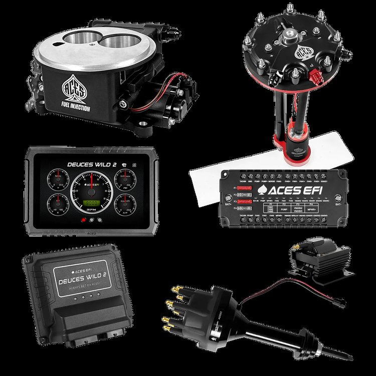 Complete Deuces Wild 2 EFI Conversion Kit for 2300-Flange Intake Manifolds [Black]