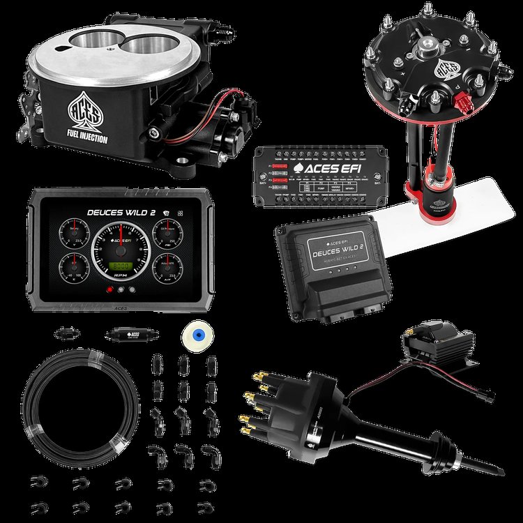 Complete Deuces Wild 2 EFI Conversion Kit for 2300-Flange Intake Manifolds [Black]