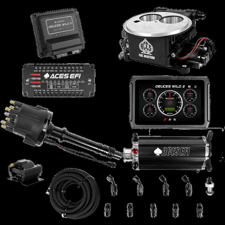 Complete Deuces Wild 2 EFI Conversion Kit for 2300-Flange Intake Manifolds [Black]