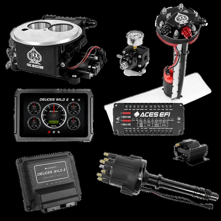 Complete Deuces Wild 2 EFI Conversion Kit for 2300-Flange Intake Manifolds [Black]