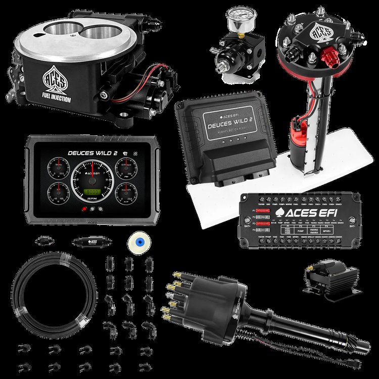 Complete Deuces Wild 2 EFI Conversion Kit for 2300-Flange Intake Manifolds [Black]
