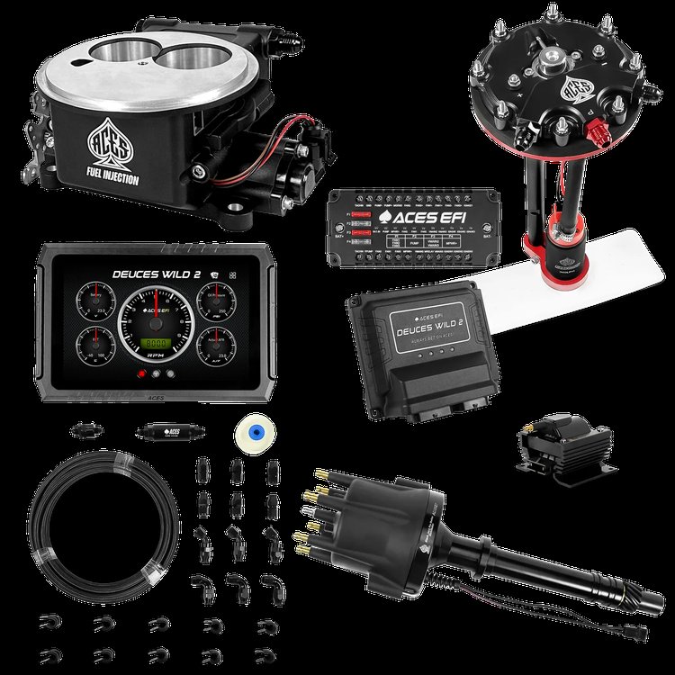 Complete Deuces Wild 2 EFI Conversion Kit for 2300-Flange Intake Manifolds [Black]
