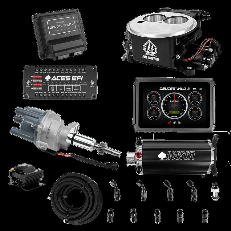 Complete Deuces Wild 2 EFI Conversion Kit for 2300-Flange Intake Manifolds [Black]