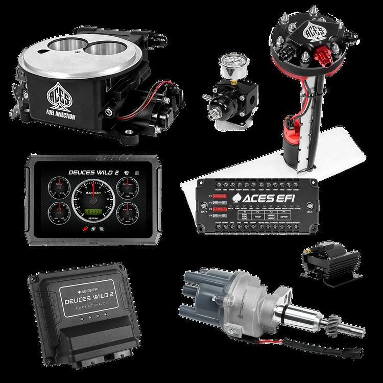 Complete Deuces Wild 2 EFI Conversion Kit for 2300-Flange Intake Manifolds [Black]