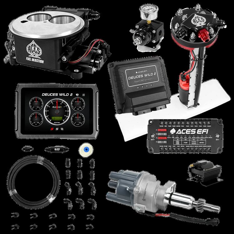Complete Deuces Wild 2 EFI Conversion Kit for 2300-Flange Intake Manifolds [Black]