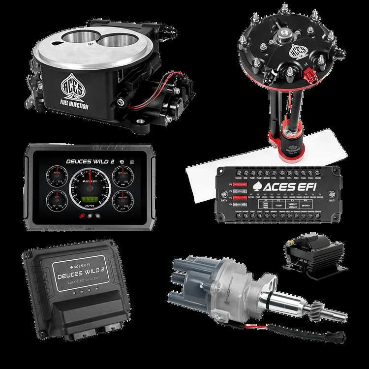 Complete Deuces Wild 2 EFI Conversion Kit for 2300-Flange Intake Manifolds [Black]