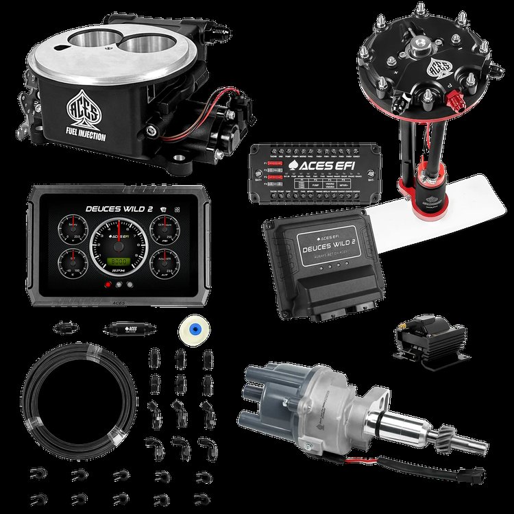Complete Deuces Wild 2 EFI Conversion Kit for 2300-Flange Intake Manifolds [Black]